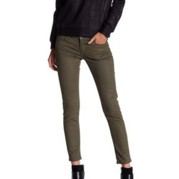 The Kooples Khaki Leather Effect Coated Jeans Ankle Length sz 28 - Picture 1 of 9